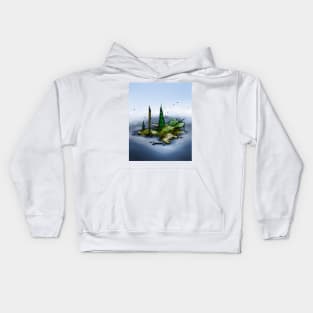 Island in the fog Kids Hoodie